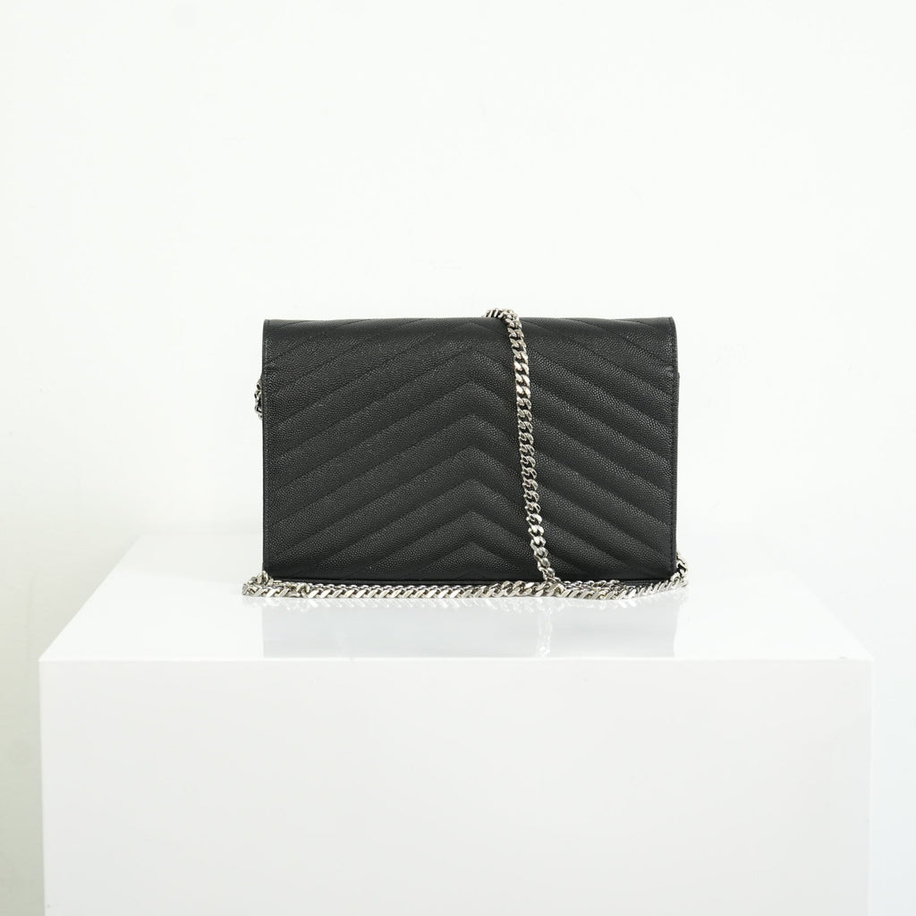 Saint Laurent Cassandre Black Engrained WOC w/ dust bag