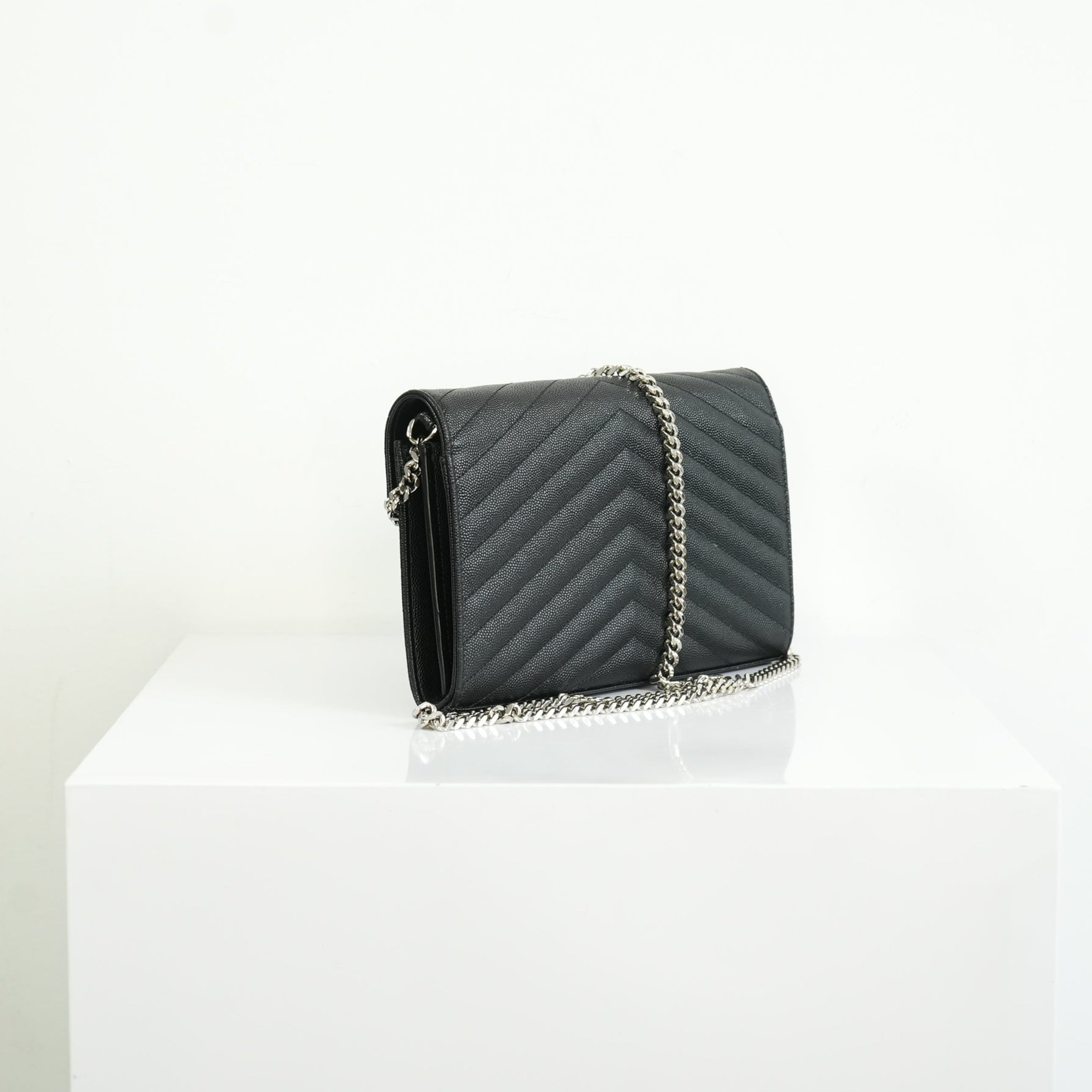Saint Laurent Cassandre Black Engrained WOC w/ dust bag