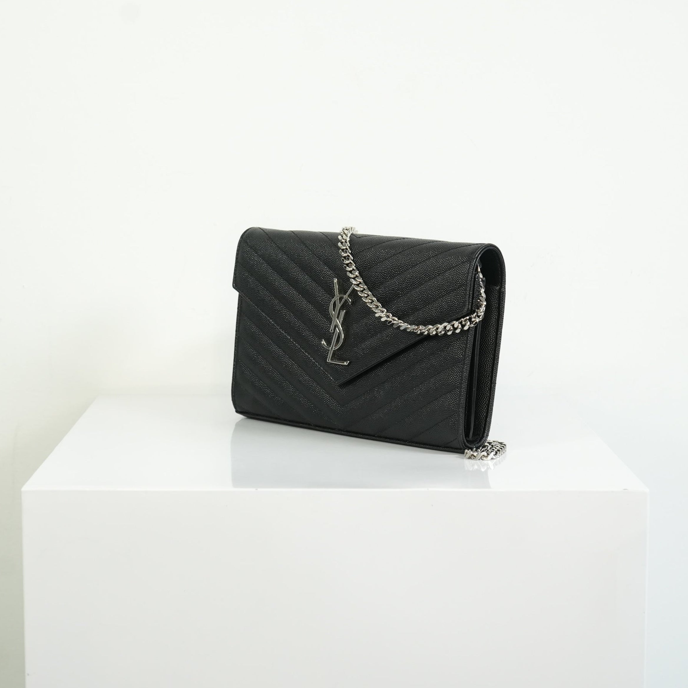 Saint Laurent Cassandre Black Engrained WOC w/ dust bag