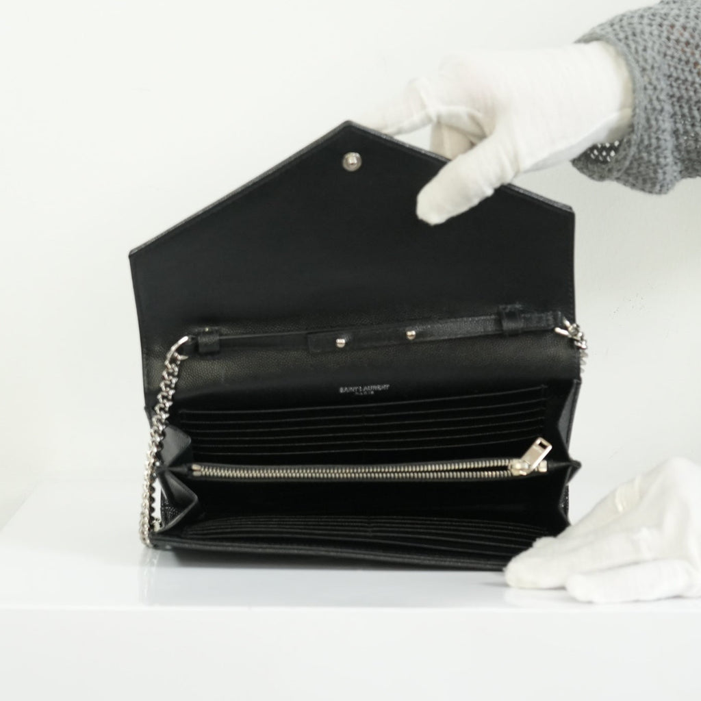 Saint Laurent Cassandre Black Engrained WOC w/ dust bag