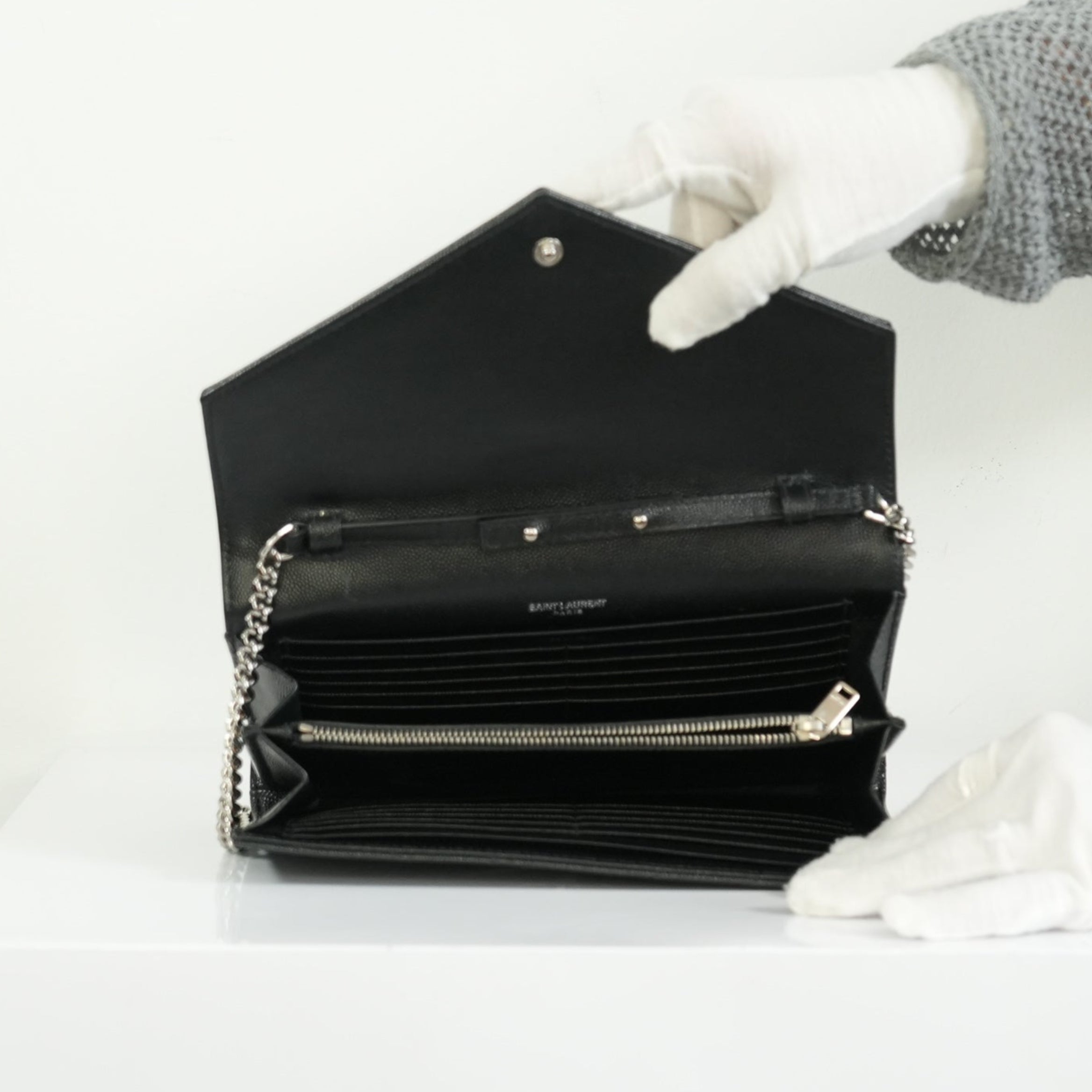 Saint Laurent Cassandre Black Engrained WOC w/ dust bag