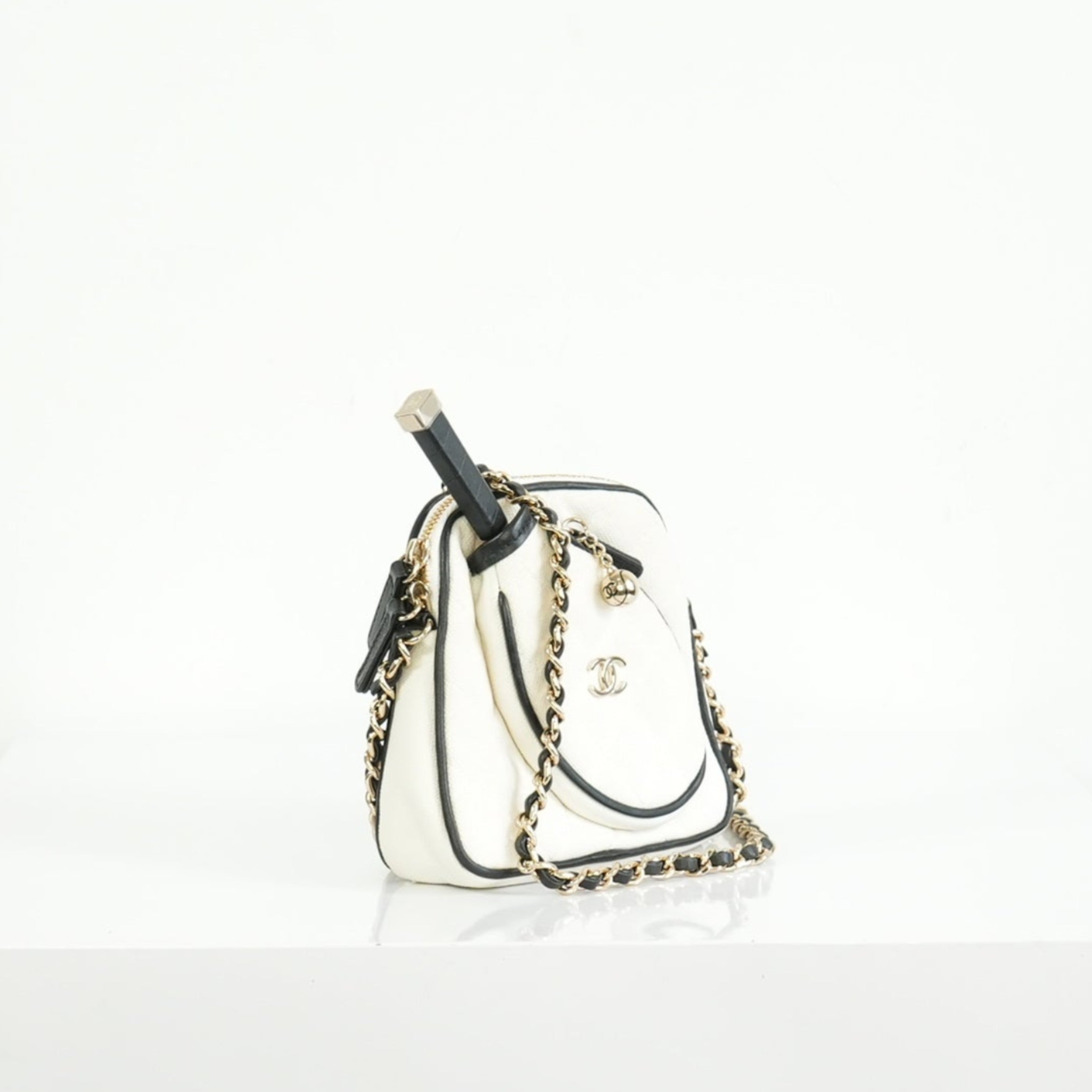 Chanel White Canvas Calfskin Tennis Racket Mini Bag