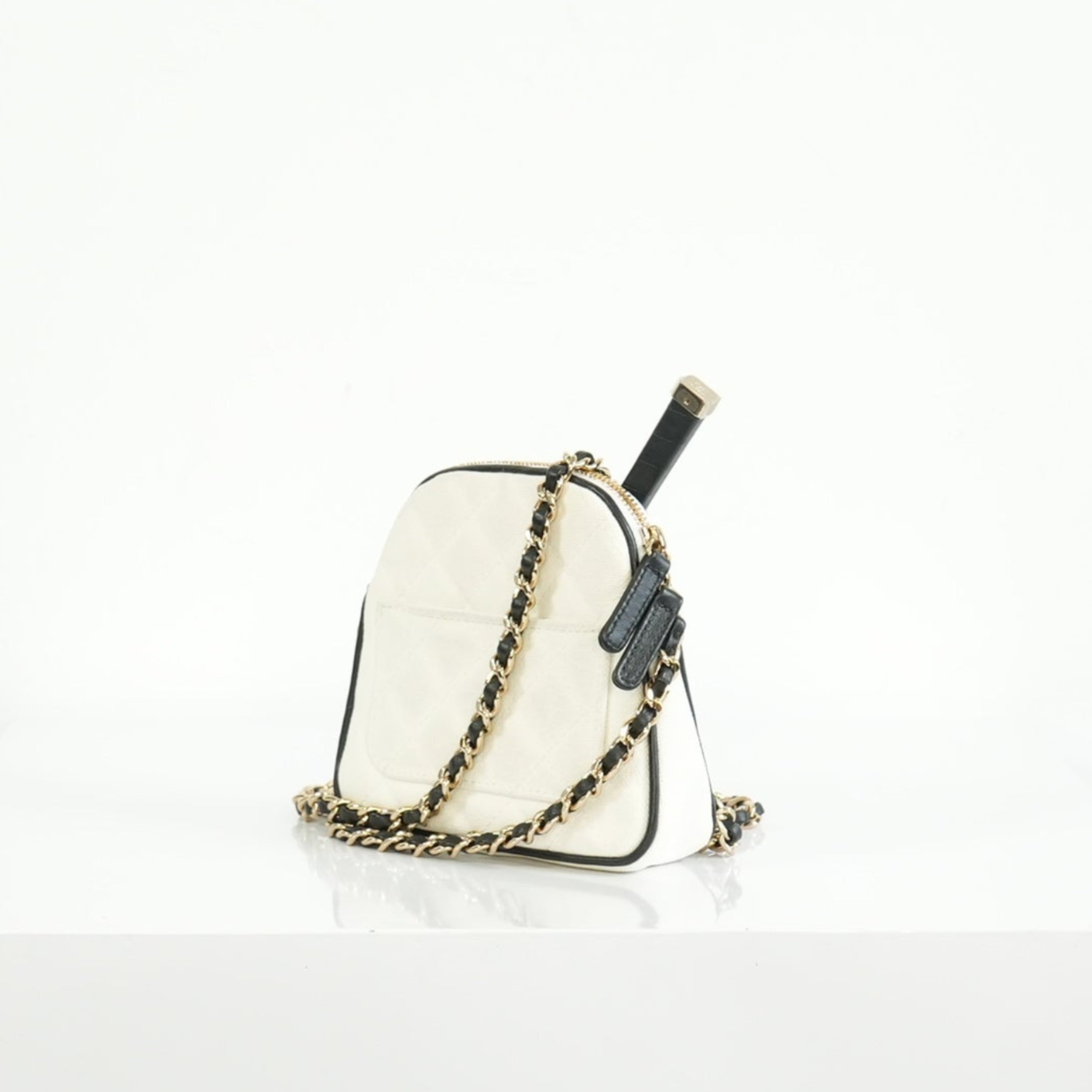 Chanel White Canvas Calfskin Tennis Racket Mini Bag