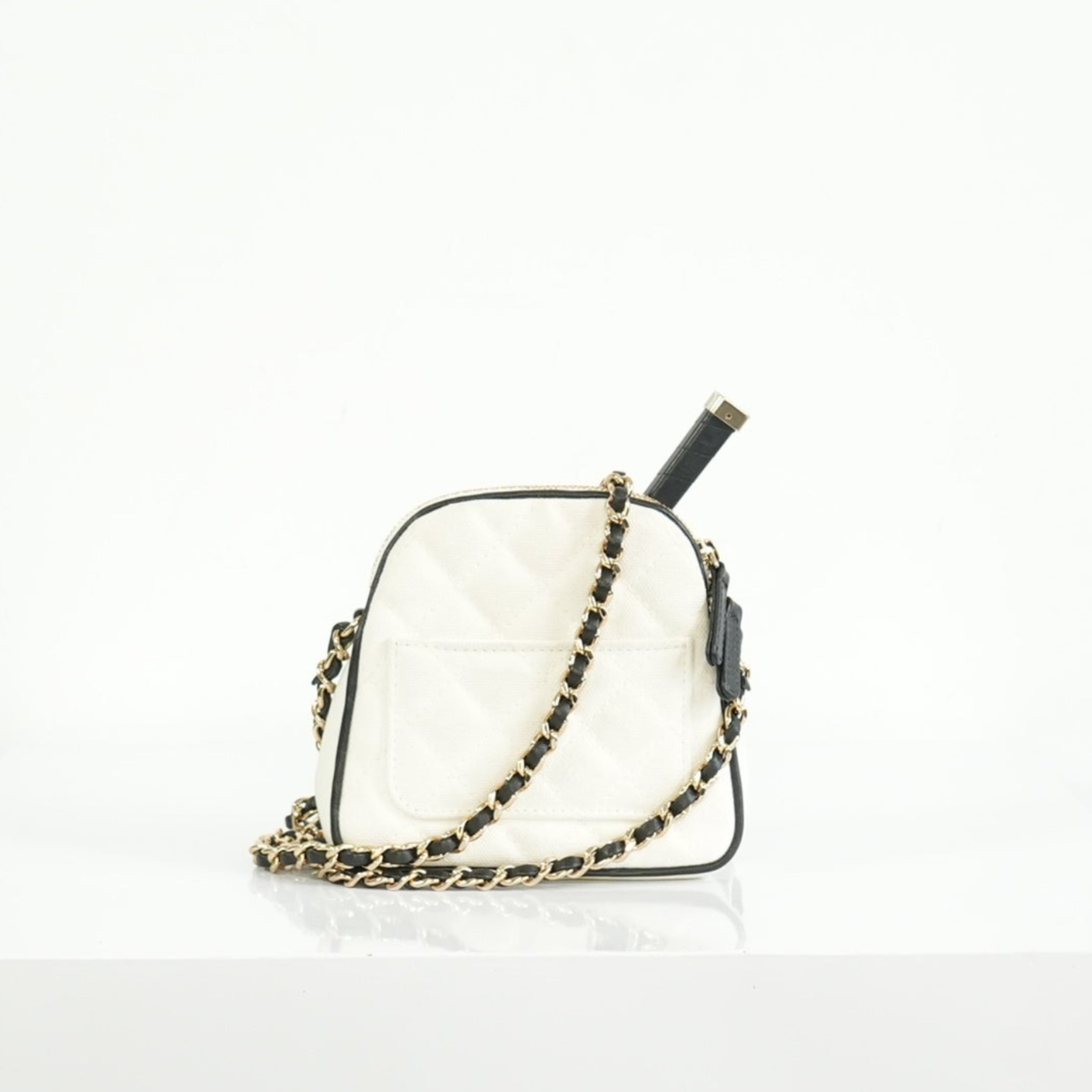 Chanel White Canvas Calfskin Tennis Racket Mini Bag