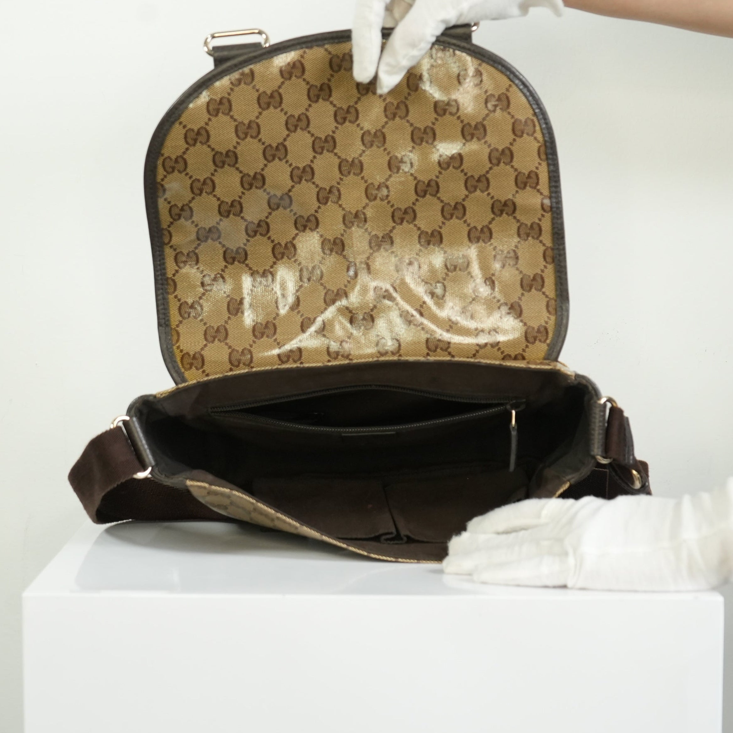 Gucci GG Crystal Monogram Canvas Messenger Bag