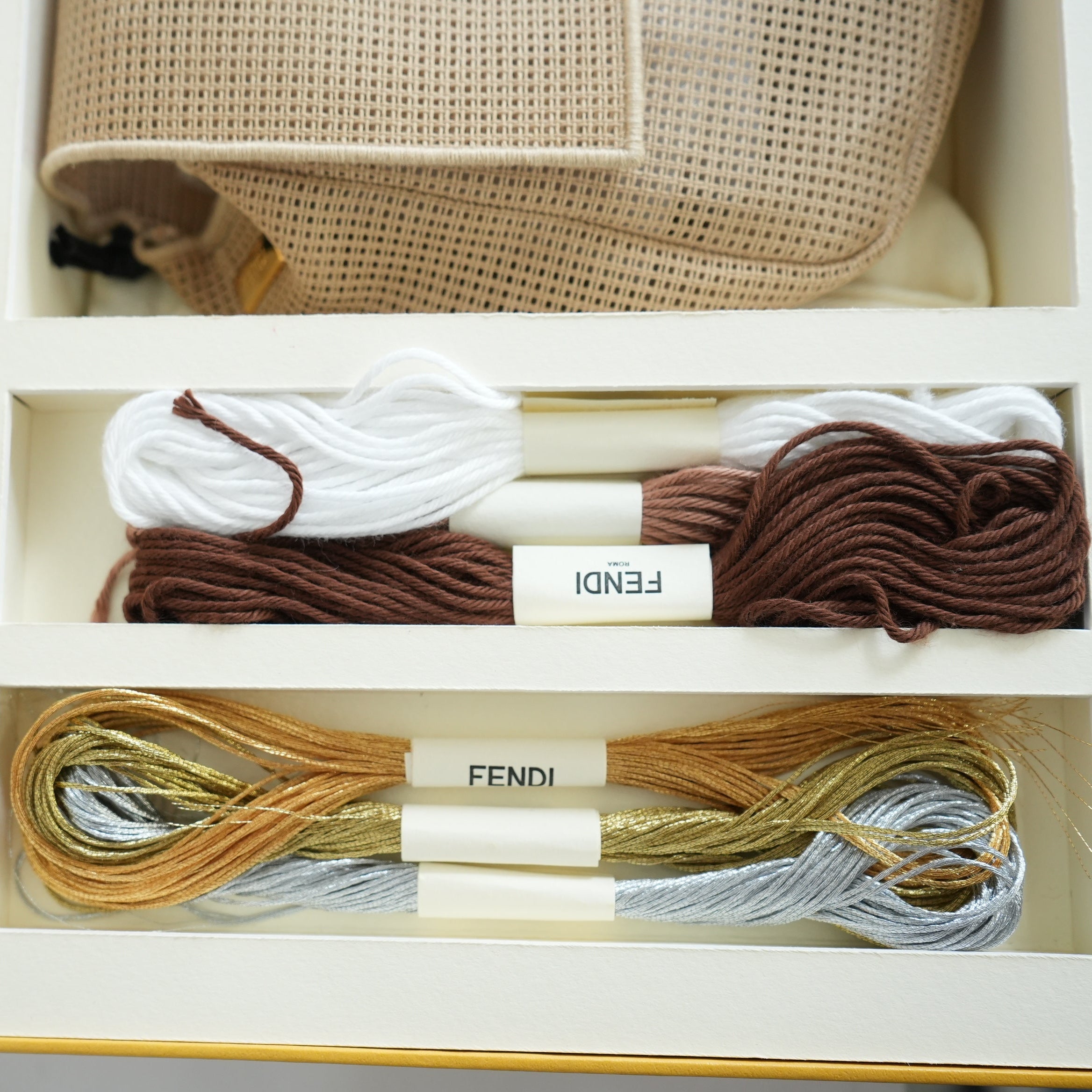 Fendi Baguette Biege Needle Point DIY Kit Bag Full Set