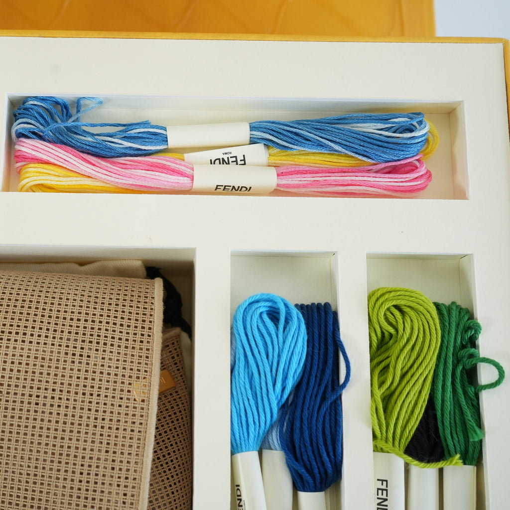 Fendi Baguette Biege Needle Point DIY Kit Bag Full Set