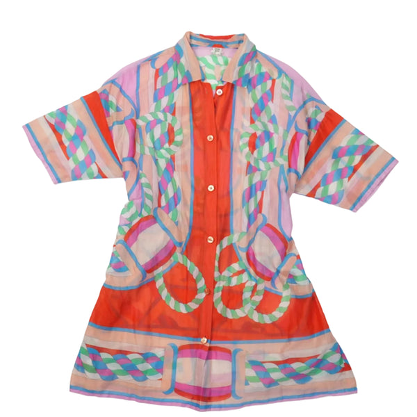 Hermes Conoe Pareo Printed Cotton Voile Tunic Dress