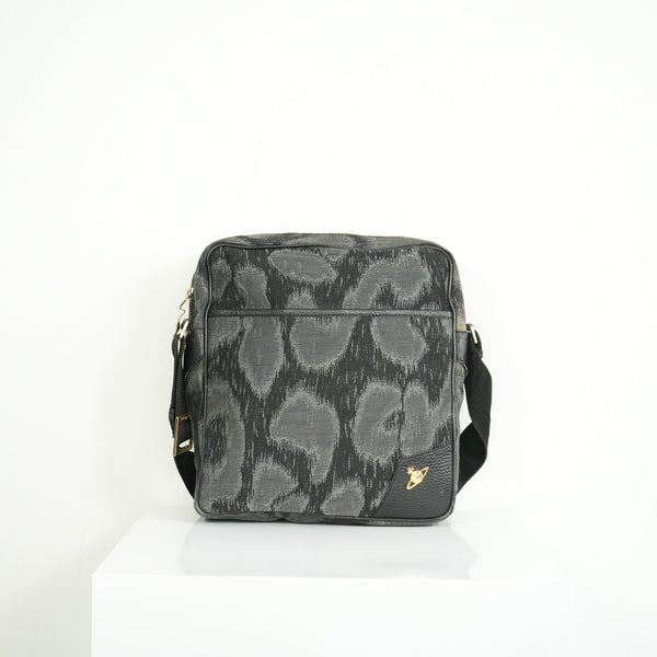 Vivienne Westwood Distinctive Black and Grey Leopard Pattern Crossbody Bag