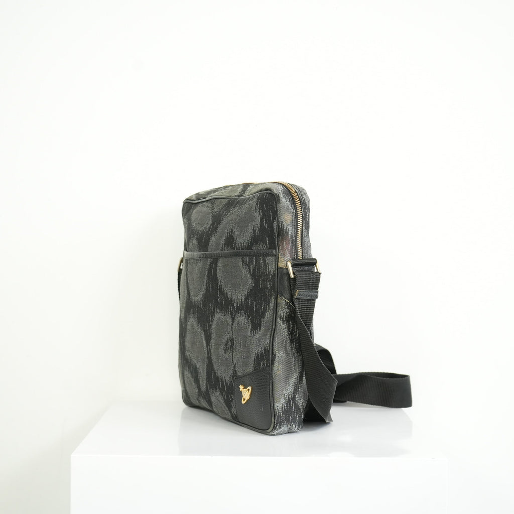 Vivienne Westwood Distinctive Black and Grey Leopard Pattern Crossbody Bag