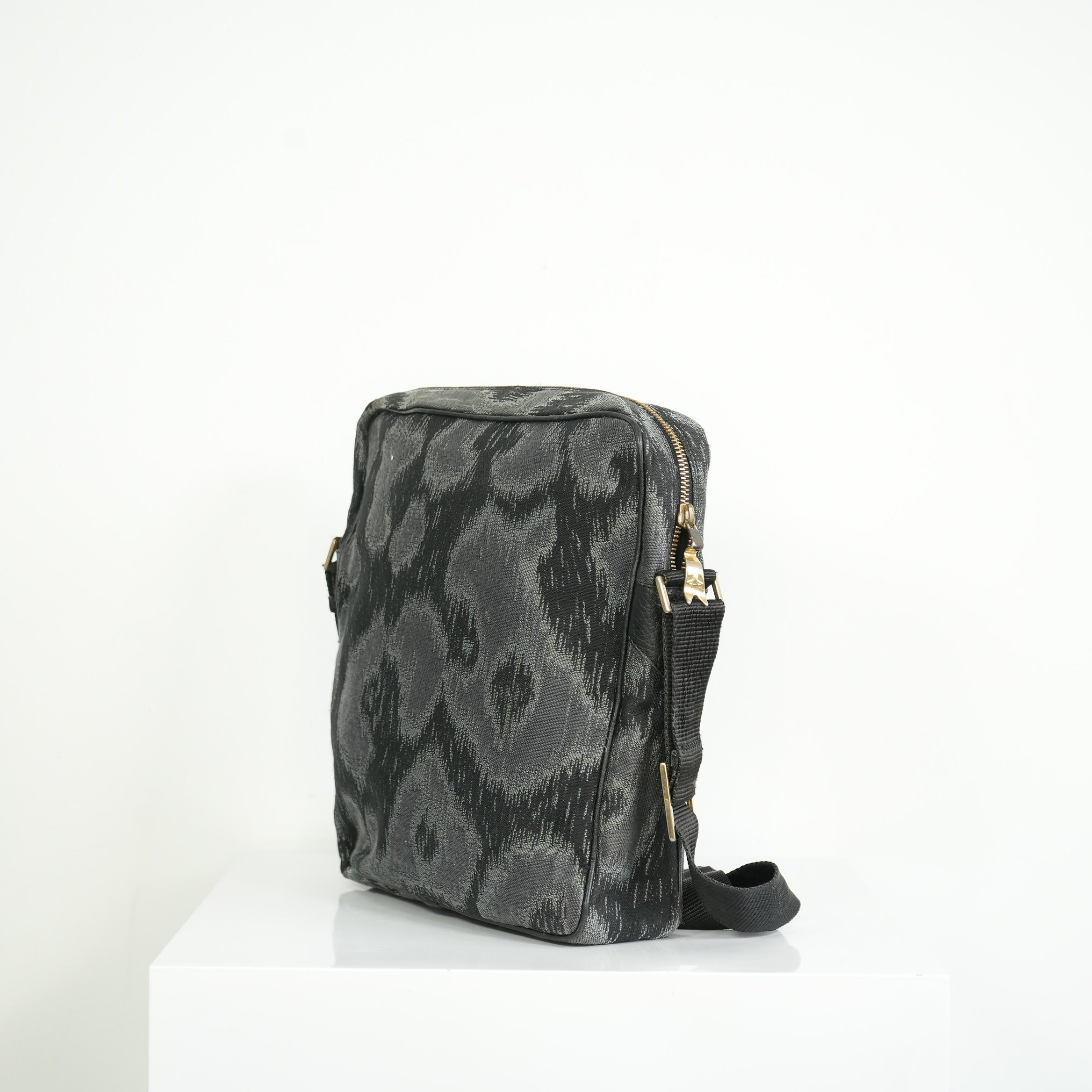 Vivienne Westwood Distinctive Black and Grey Leopard Pattern Crossbody Bag
