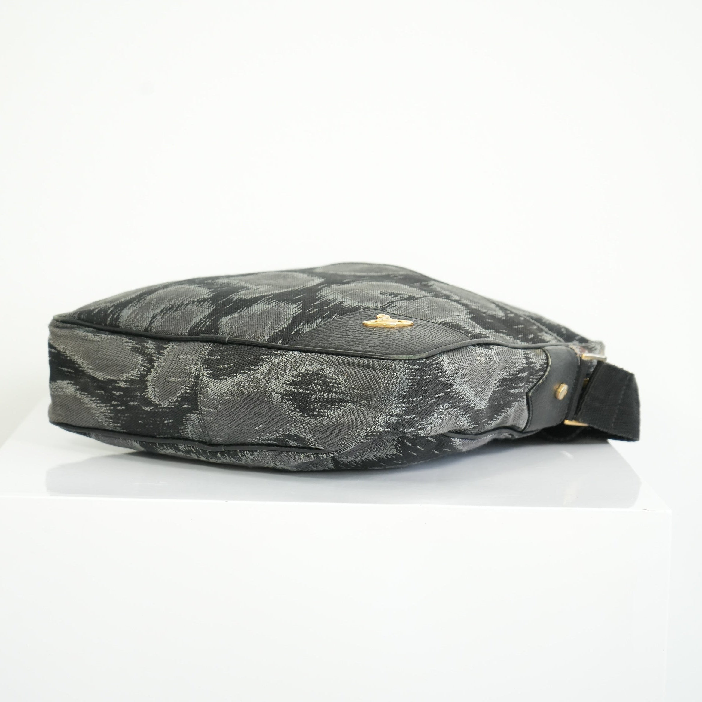 Vivienne Westwood Distinctive Black and Grey Leopard Pattern Crossbody Bag