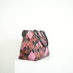 Vivienne Westwood Red and Pink Argyle Fabric Pattern Tote Bag