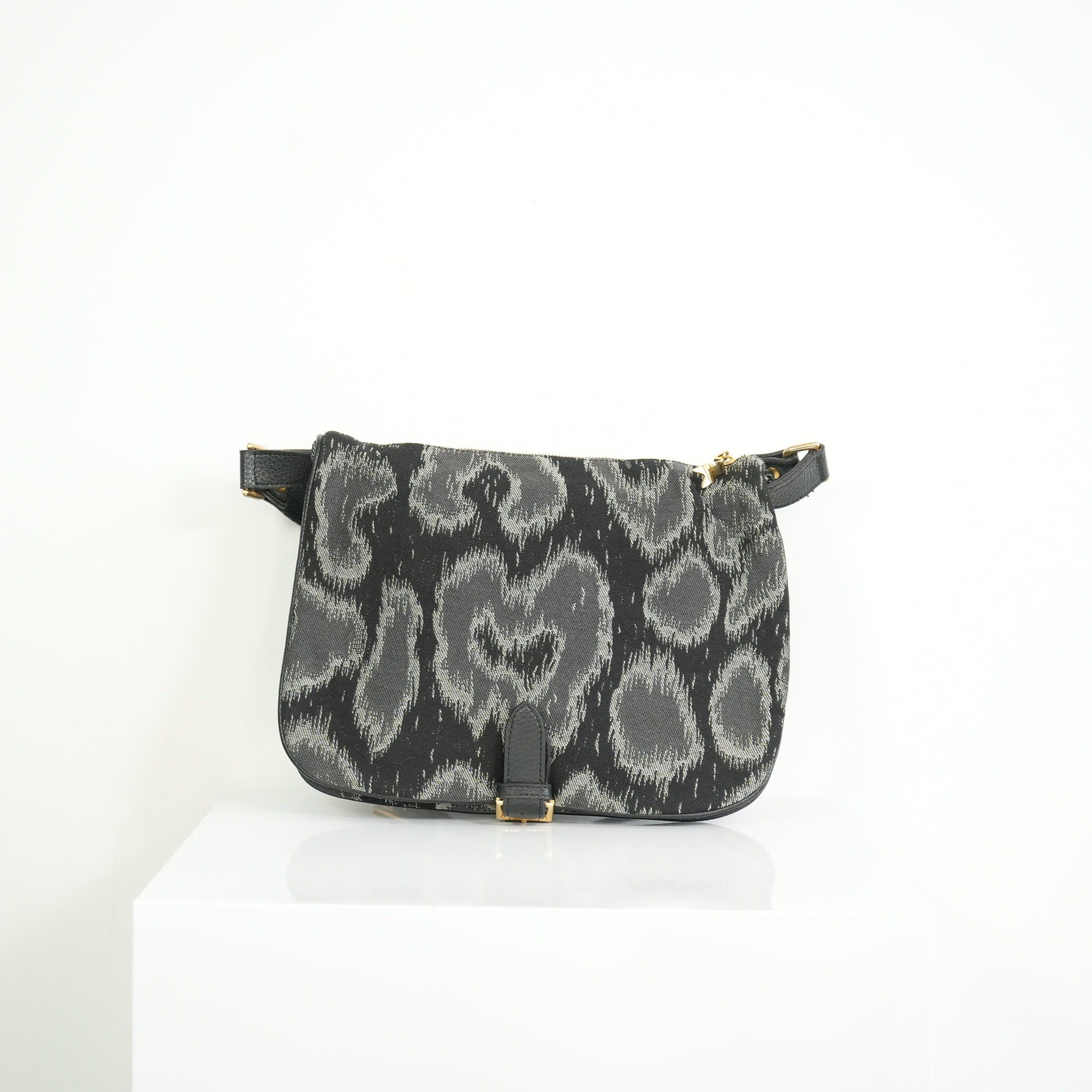Vivienne Westwood Leather Prominent Leopard Print Pattern Messenger Bag