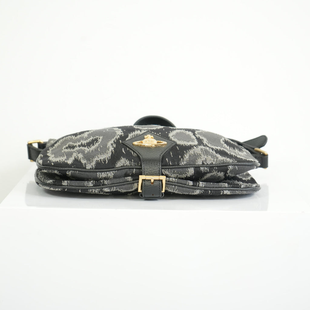 Vivienne Westwood Leather Prominent Leopard Print Pattern Messenger Bag