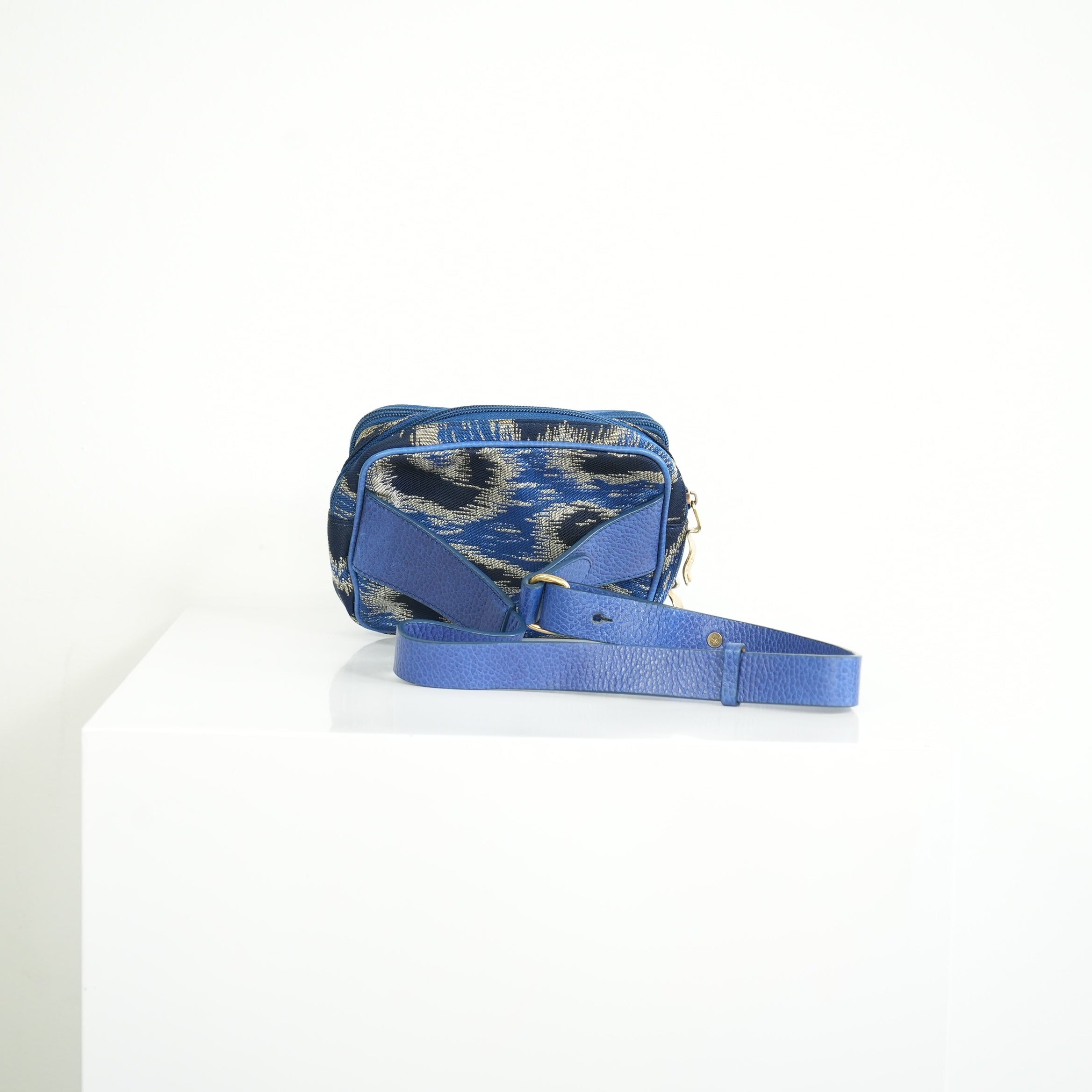 Vivienne Westwood Leonpa Blue and Silver Jacquard Pattern Crossbody/Waist Bag