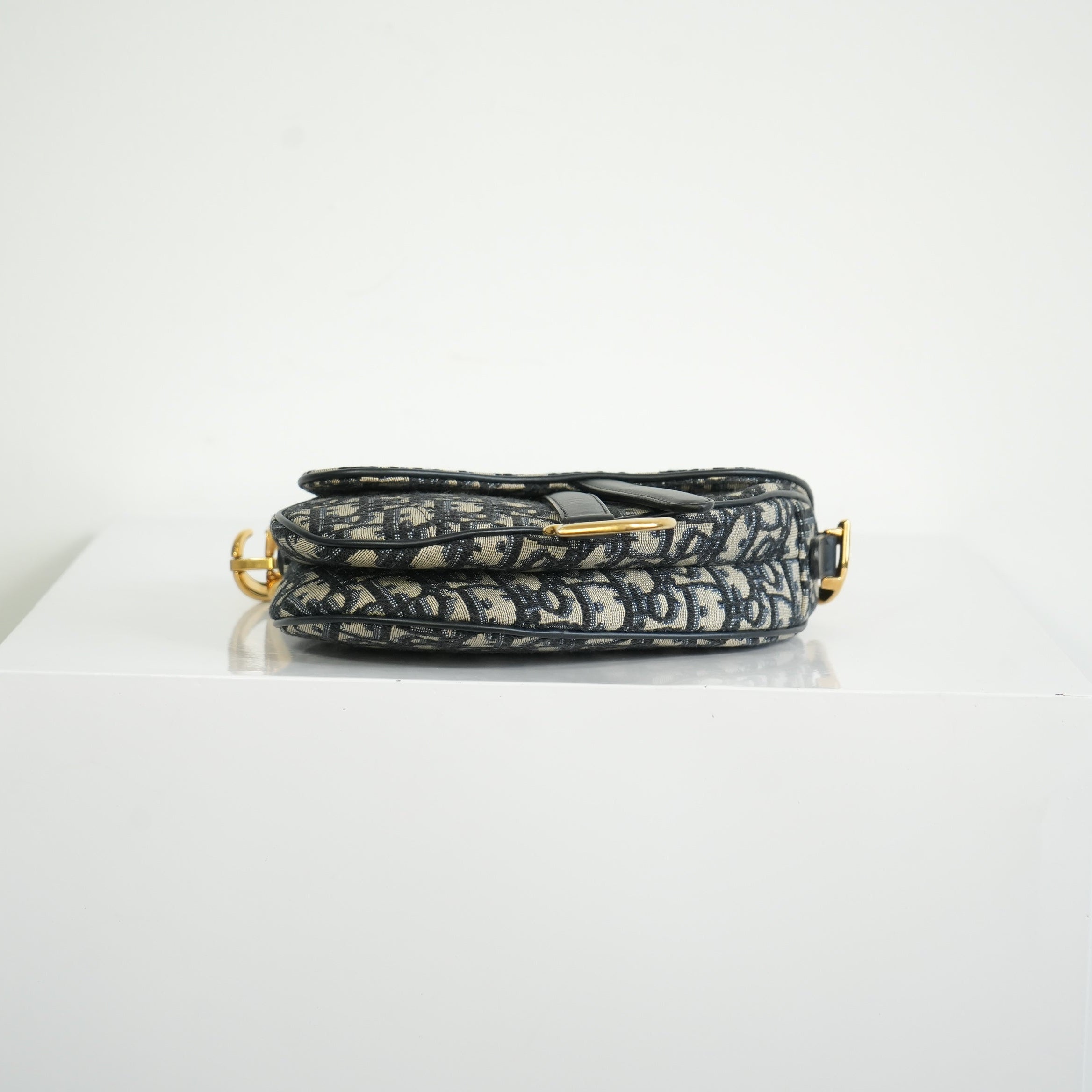 Christian Dior Mini Saddle Blue Oblique Jacquard Canvas Bag