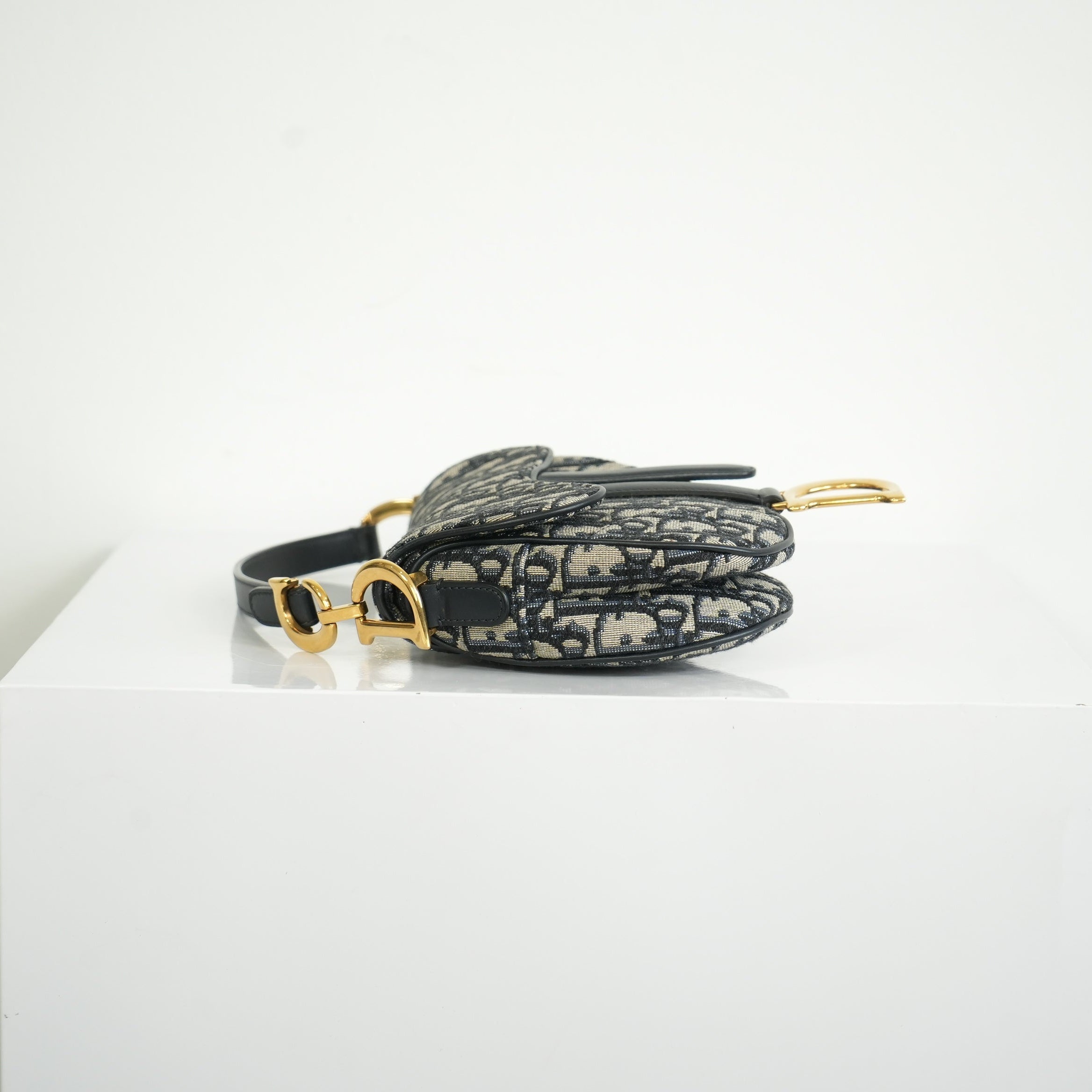 Christian Dior Mini Saddle Blue Oblique Jacquard Canvas Bag