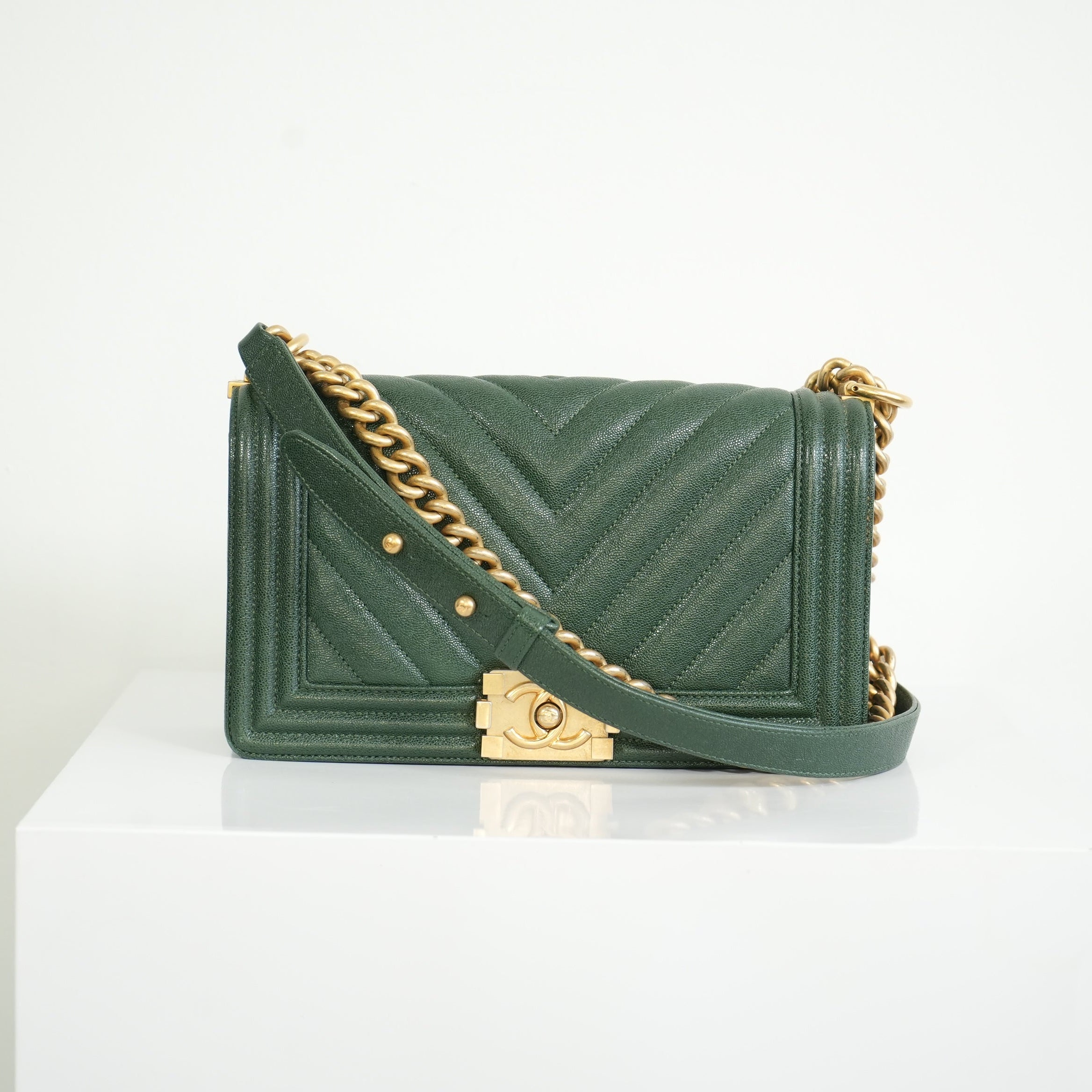 Chanel Dark Green Boy Bag