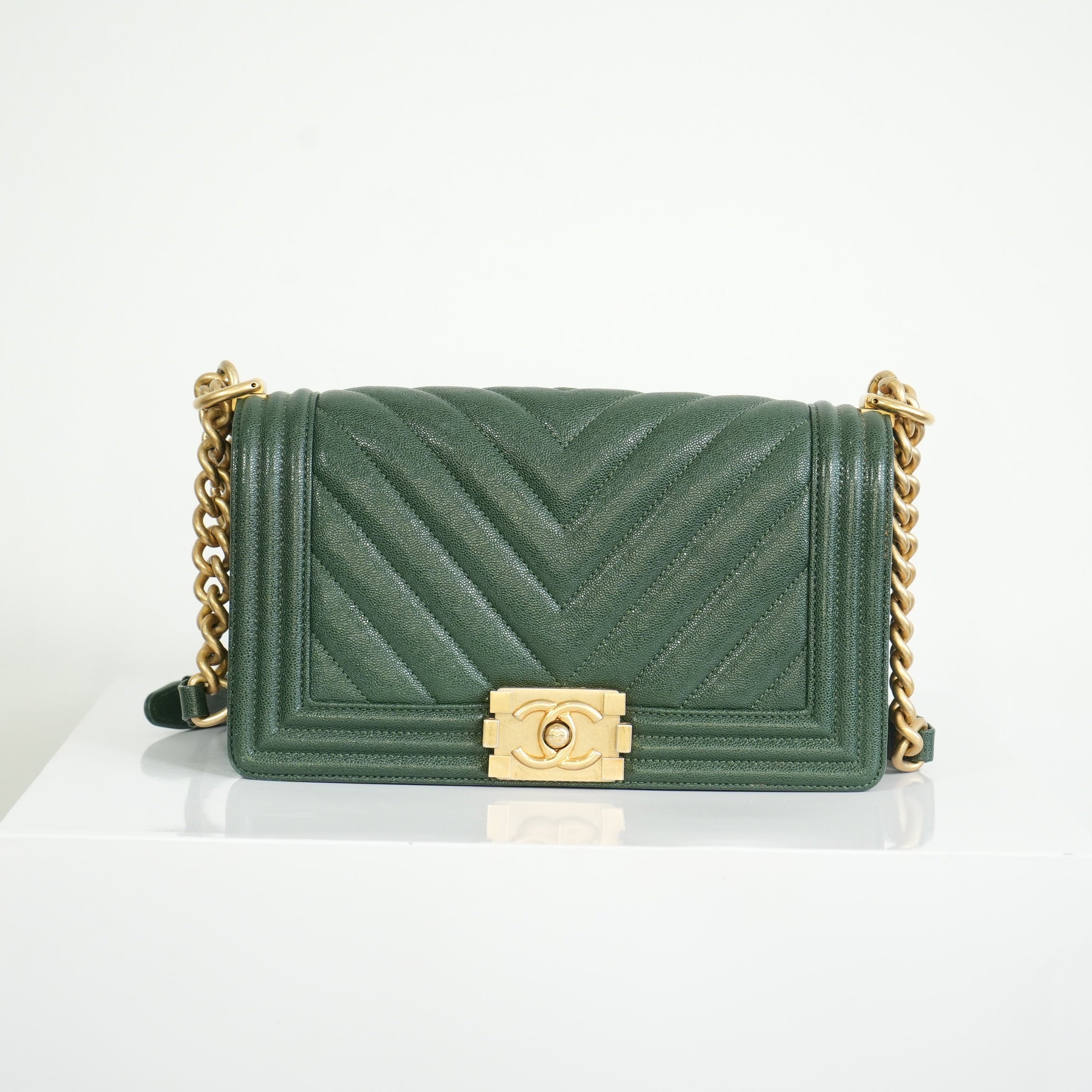Chanel Dark Green Boy Bag