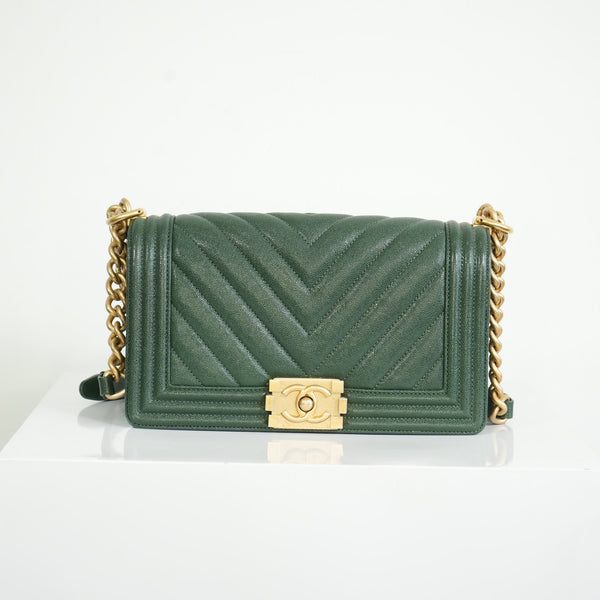 Chanel Dark Green Boy Bag