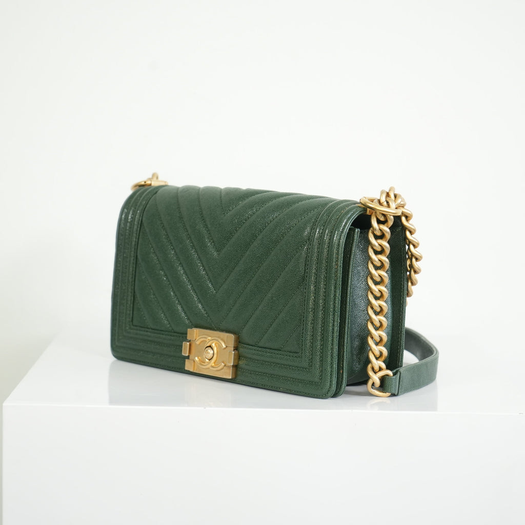 Chanel Dark Green Boy Bag
