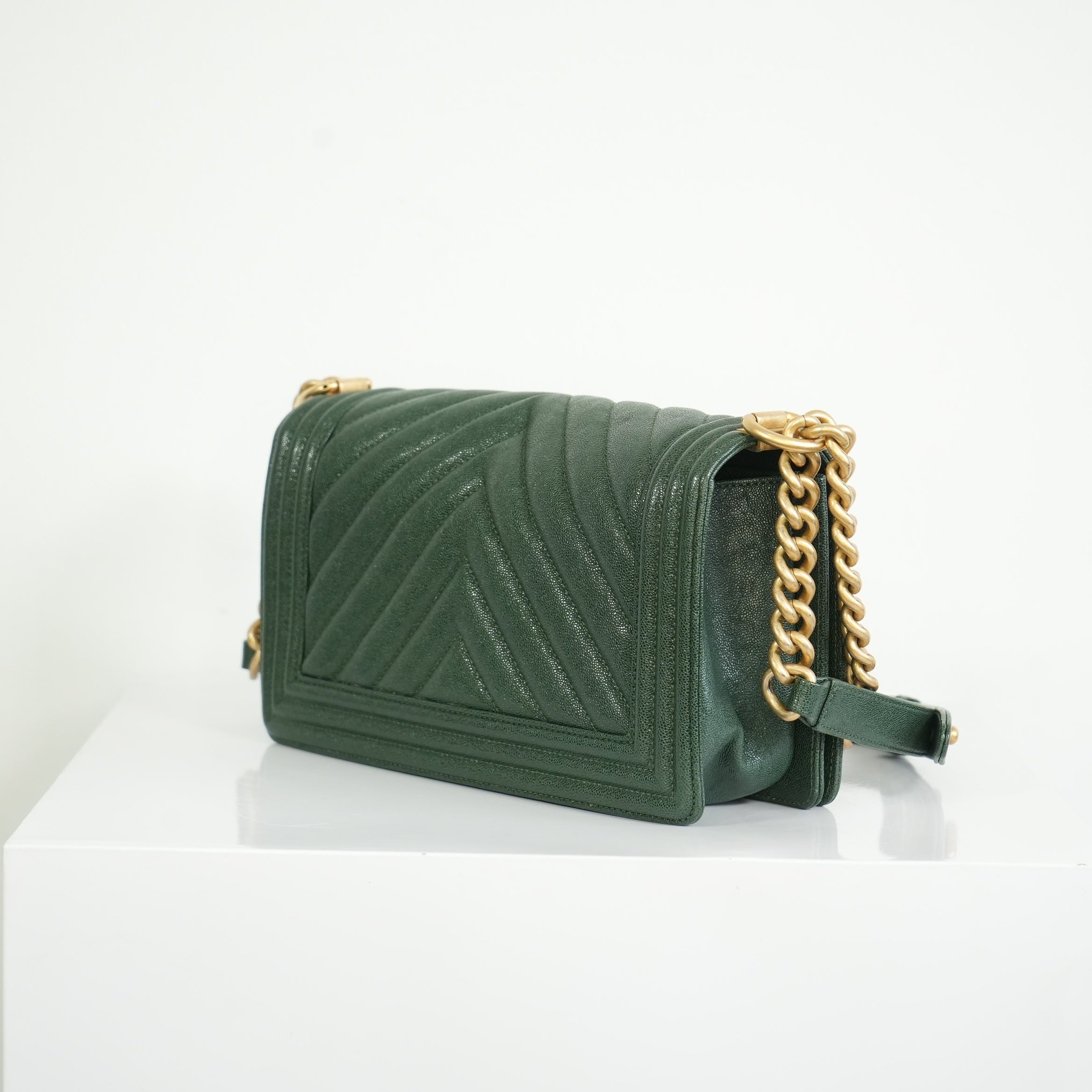 Chanel Dark Green Boy Bag