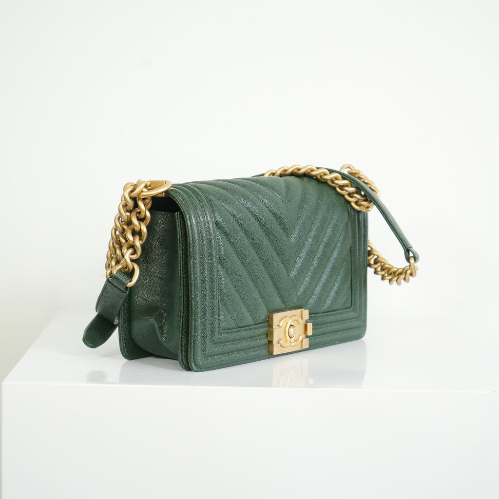 Chanel Dark Green Boy Bag