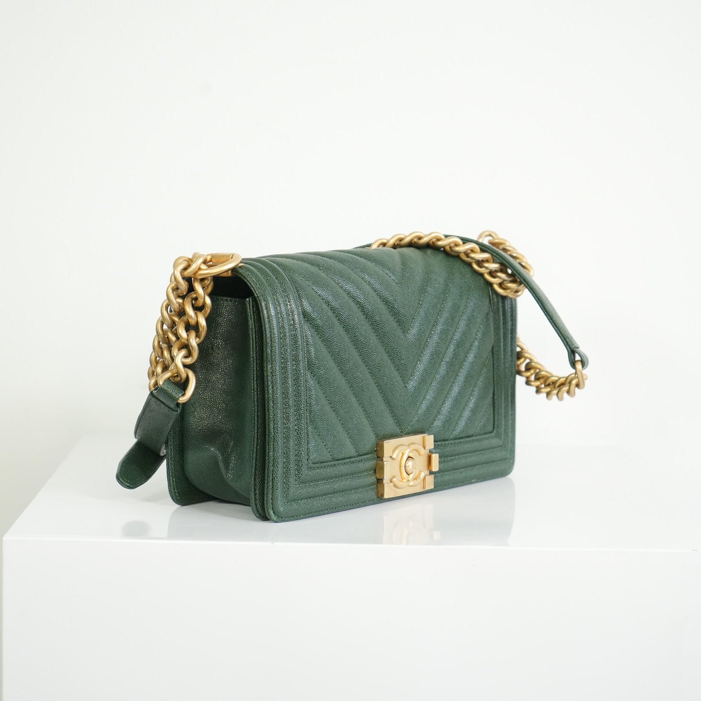 Chanel Dark Green Boy Bag