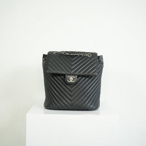 Chanel Black Chevron Lambskin Backpack
