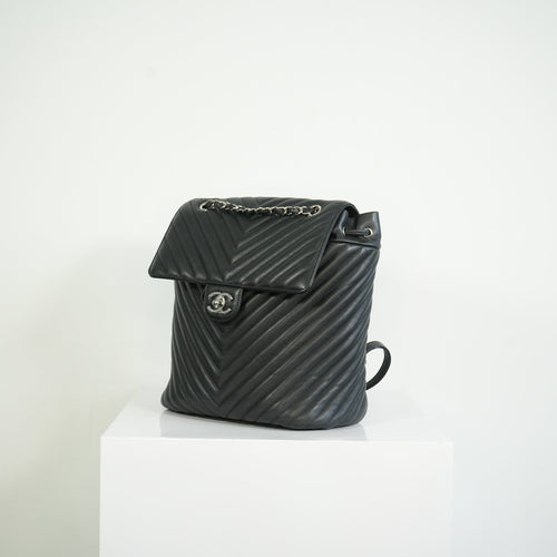 Chanel Black Chevron Lambskin Backpack