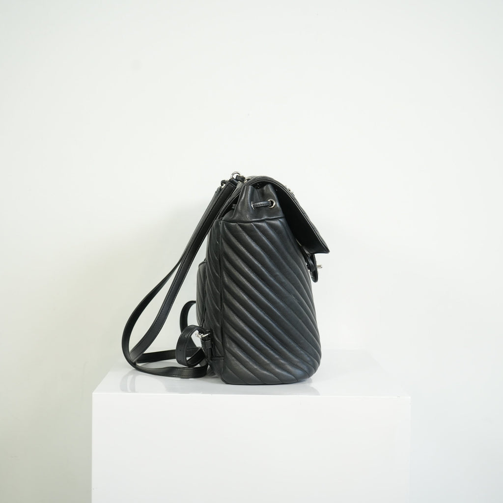 Chanel Black Chevron Lambskin Backpack