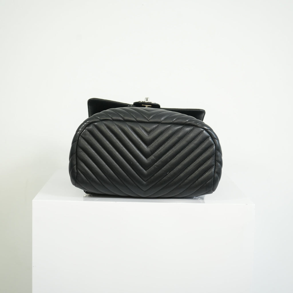 Chanel Black Chevron Lambskin Backpack