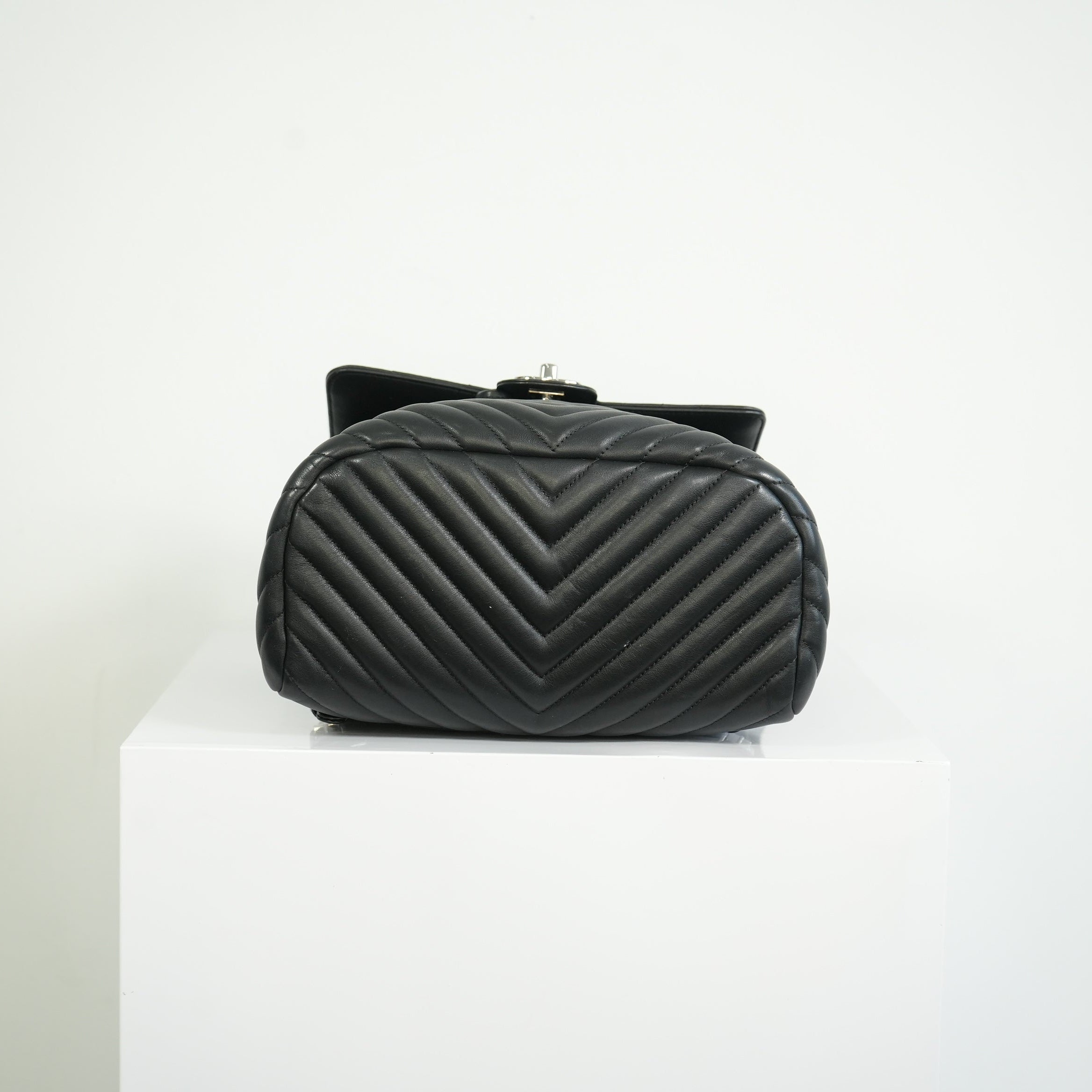 Chanel Black Chevron Lambskin Backpack
