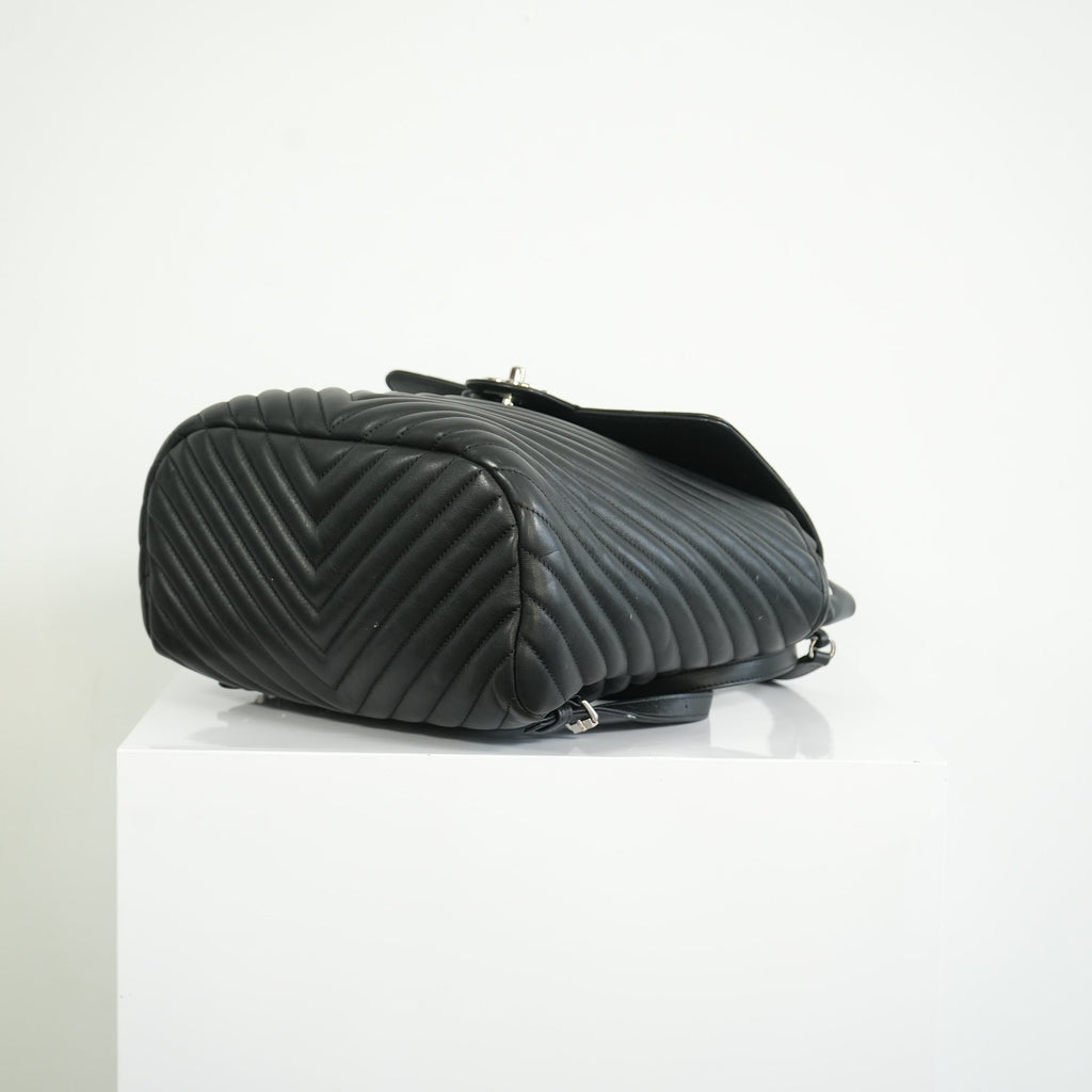 Chanel Black Chevron Lambskin Backpack
