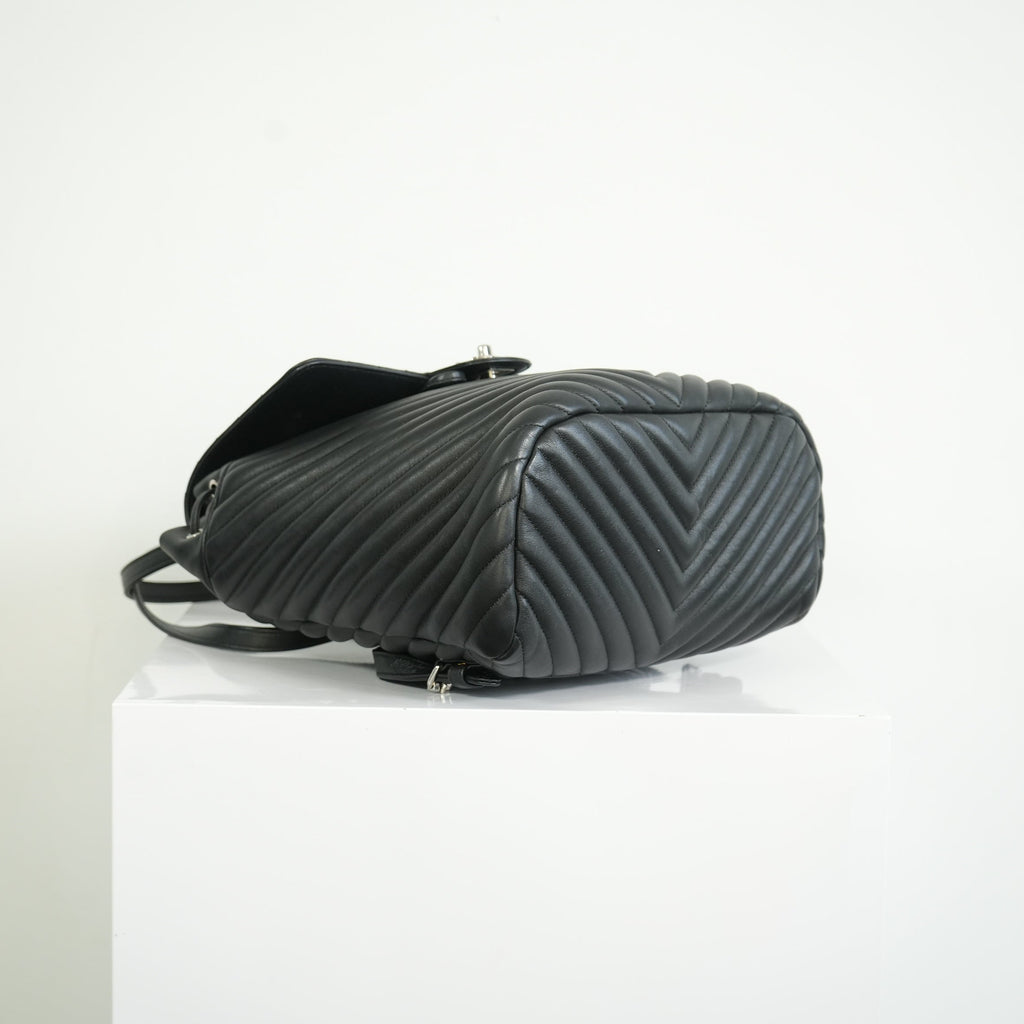 Chanel Black Chevron Lambskin Backpack