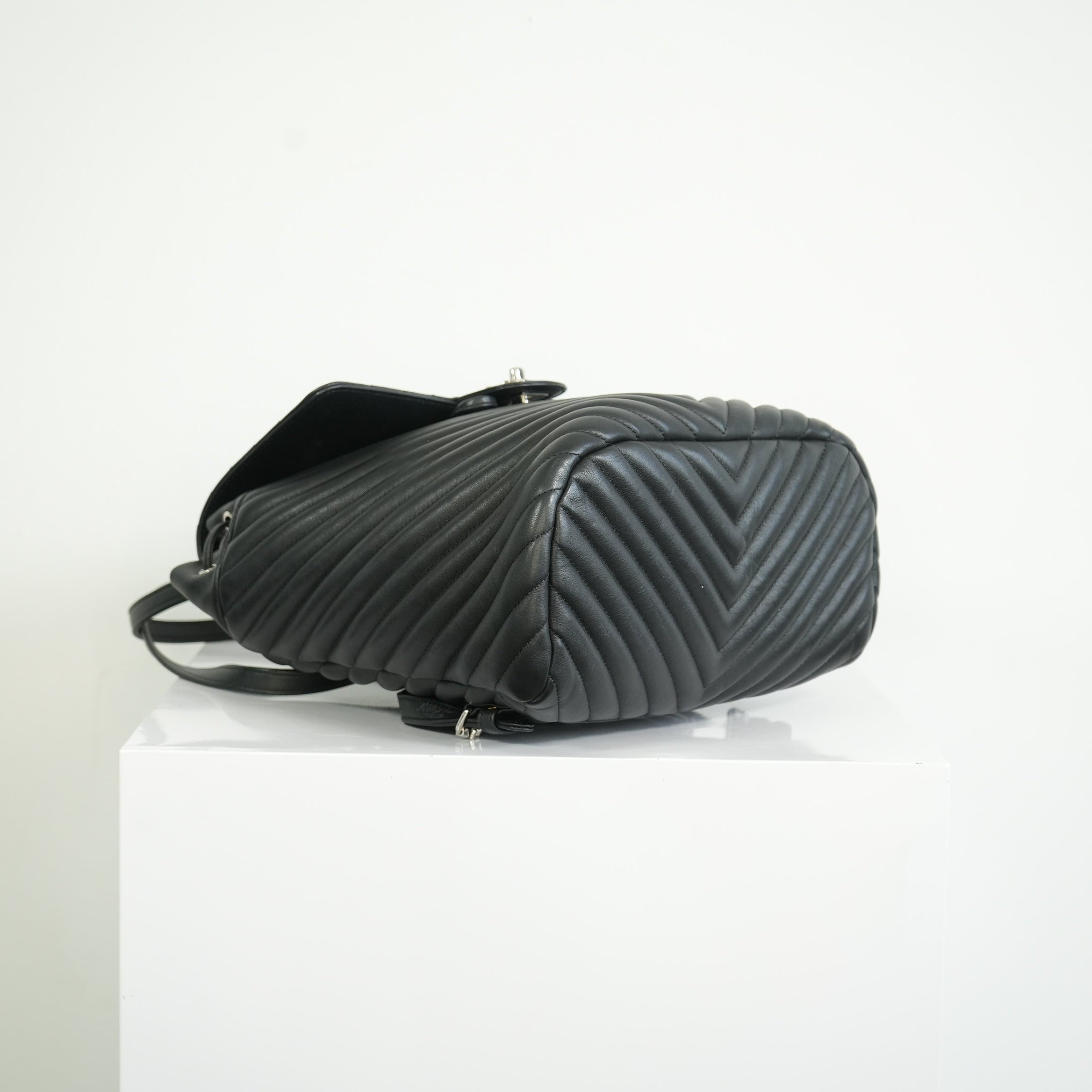 Chanel Black Chevron Lambskin Backpack