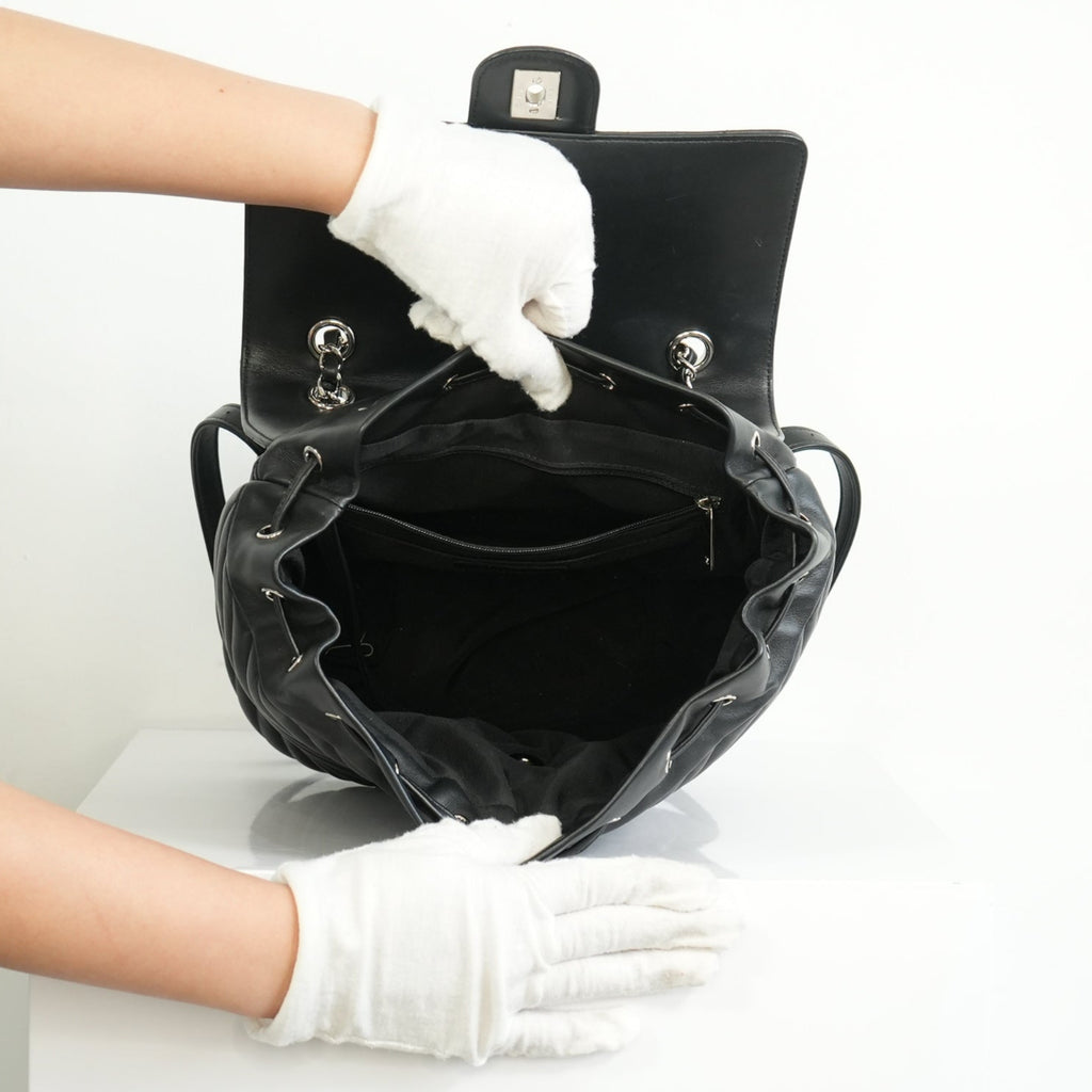 Chanel Black Chevron Lambskin Backpack