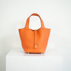 Hermes Picotin Lock 22 Orange Clemence Leather Bag w dust bag