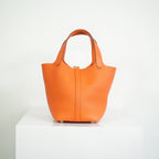 Hermes Picotin Lock 22 Orange Clemence Leather Bag w dust bag