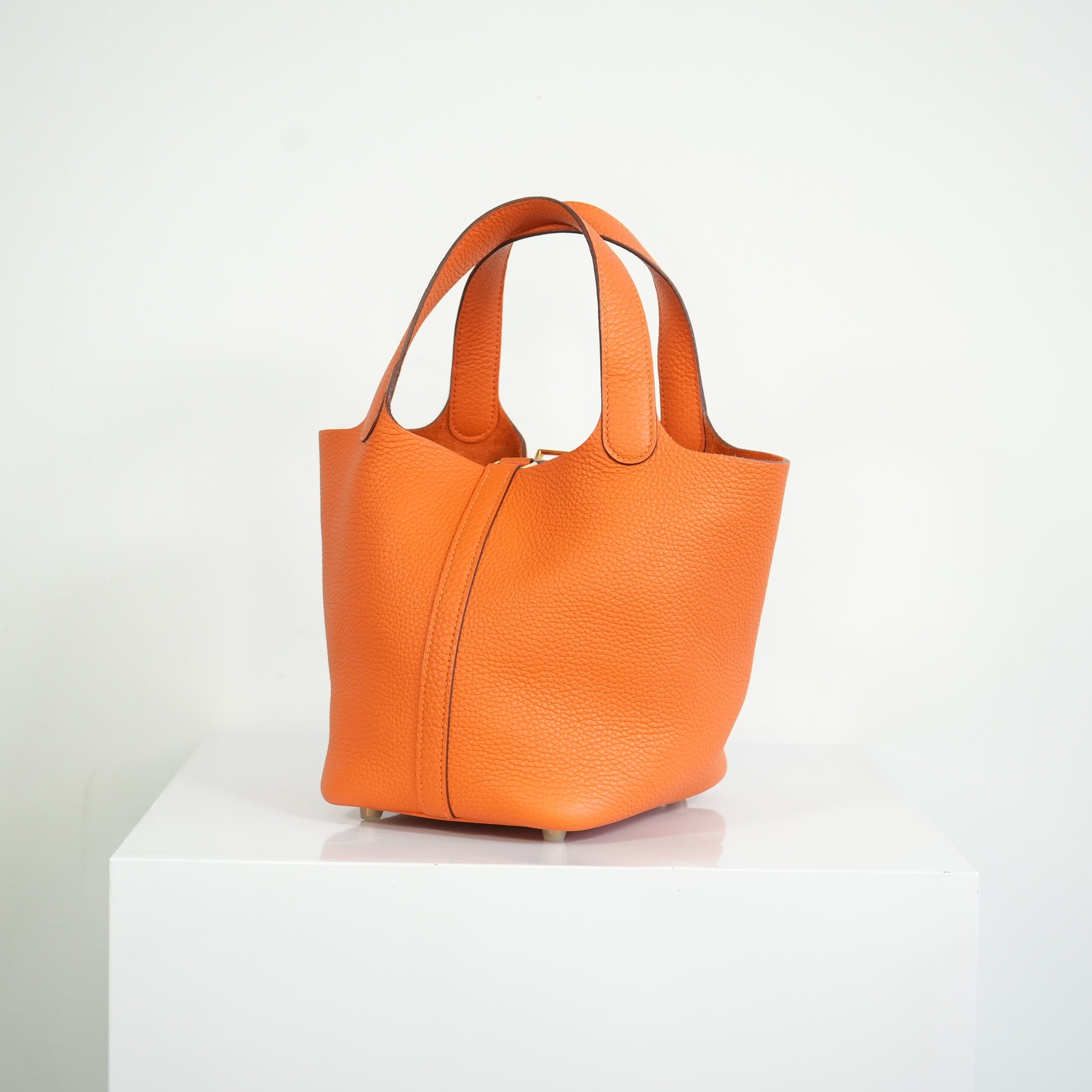 Hermes Picotin Lock 22 Orange Clemence Leather Bag w dust bag