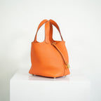 Hermes Picotin Lock 22 Orange Clemence Leather Bag w dust bag