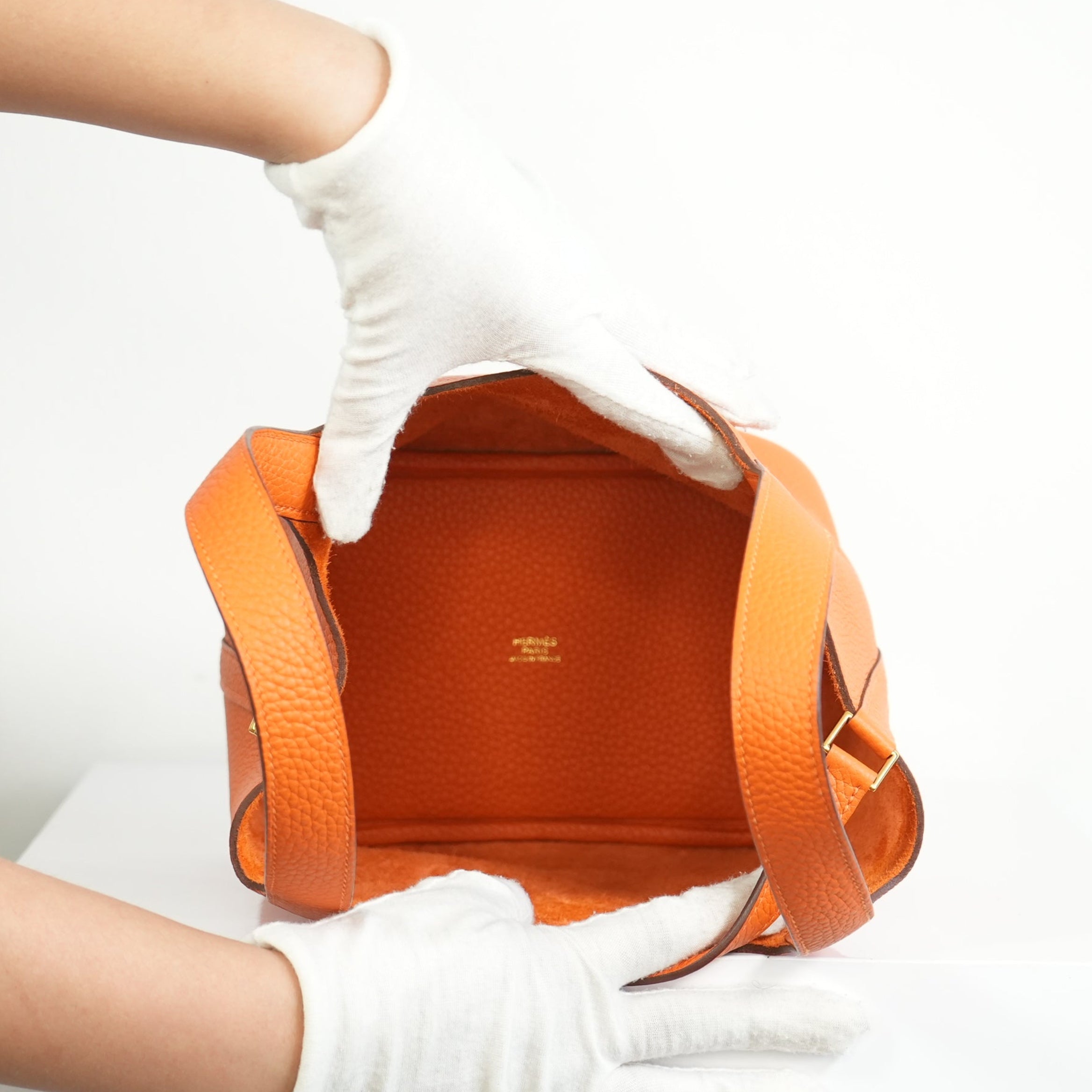 Hermes Picotin Lock 22 Orange Clemence Leather Bag w dust bag