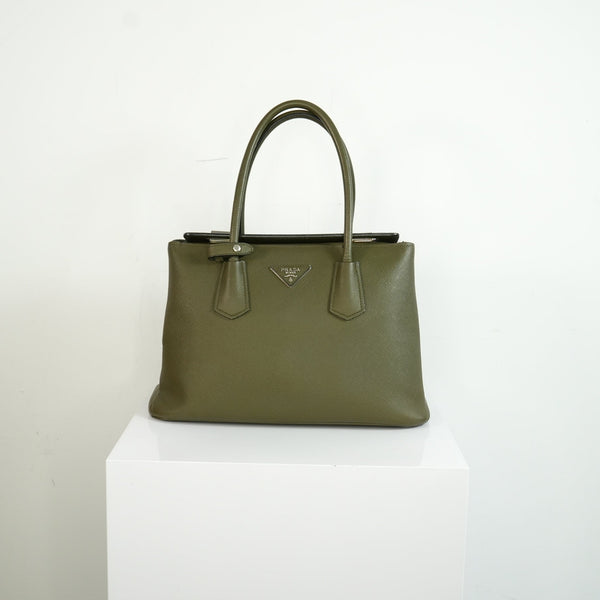 Prada Green Saffiano Leather Tote