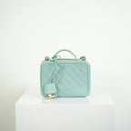 Chanel CC Filigree Light Blue Caviar Quilted Leather Vanity Case