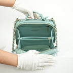 Chanel CC Filigree Light Blue Caviar Quilted Leather Vanity Case