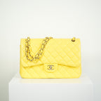 Chanel Yellow Lambskin Jumbo Double Flap Bag Full Set