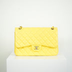 Chanel Yellow Lambskin Jumbo Double Flap Bag Full Set