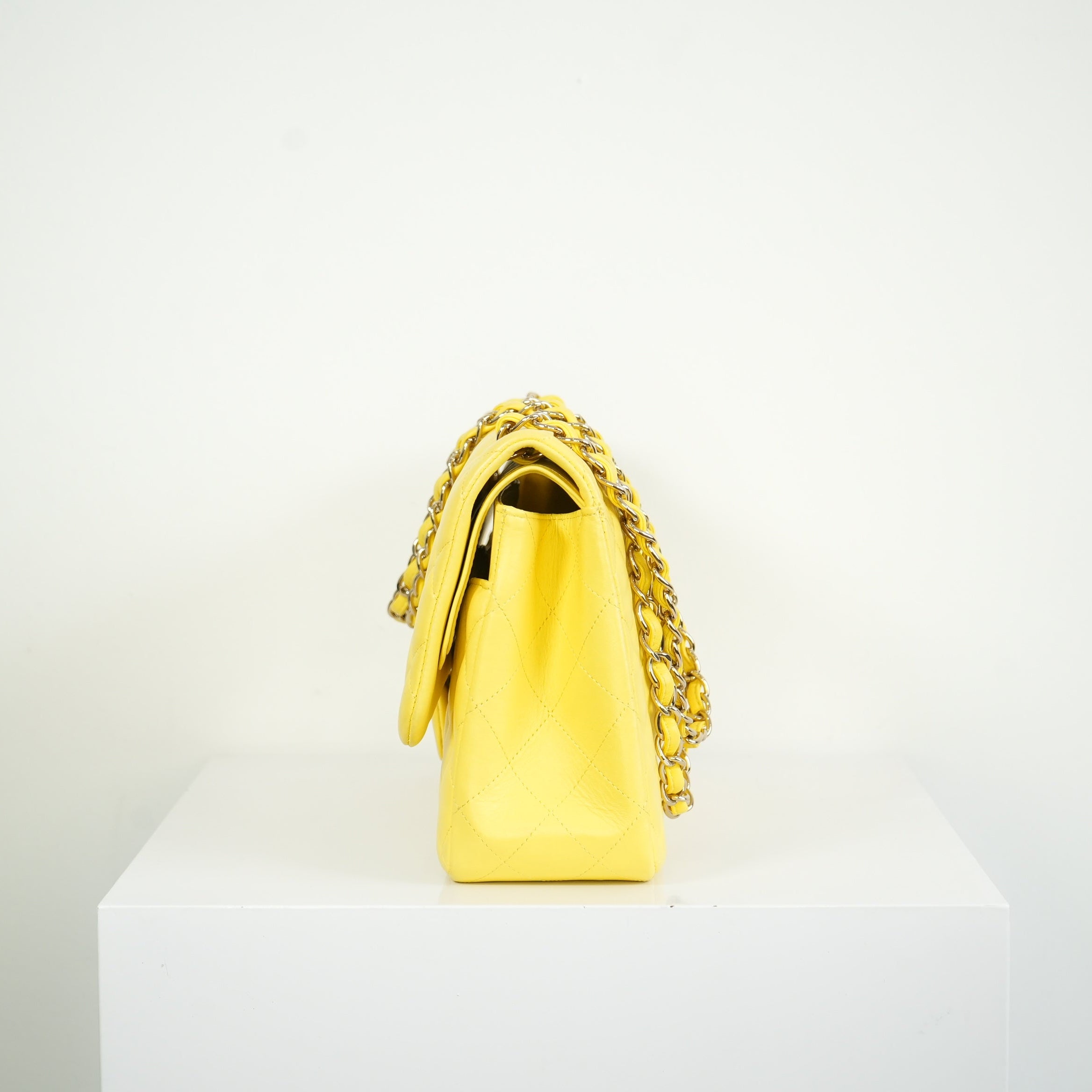 Chanel Yellow Lambskin Jumbo Double Flap Bag Full Set