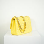Chanel Yellow Lambskin Jumbo Double Flap Bag Full Set